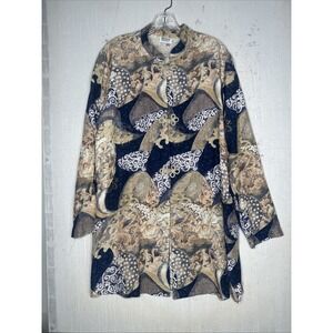 Vintage Mimi Maternity Paisley Print Embroidered Clasps Button Up Blouse | Sz: L